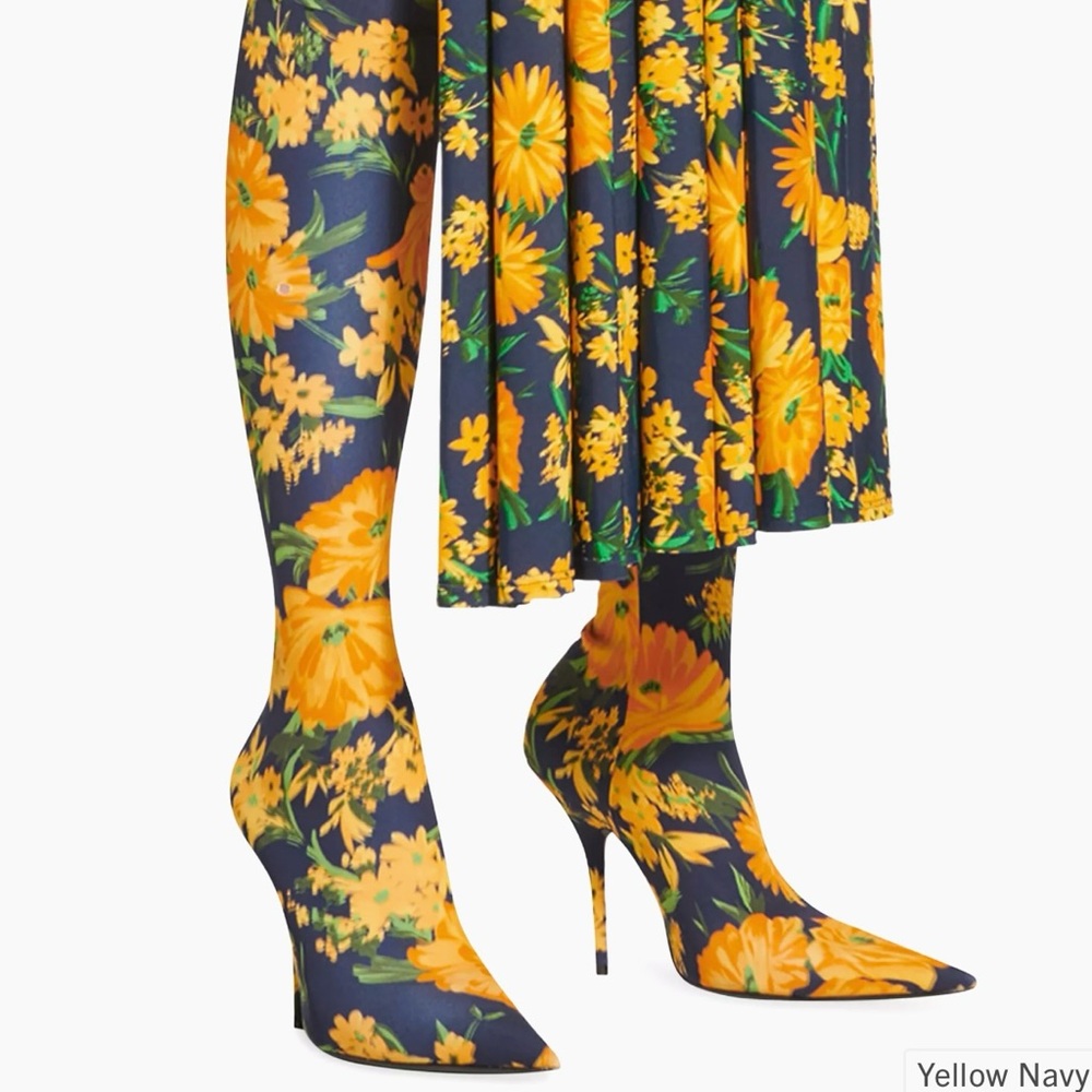 Balenciaga over the knee floral knife boots